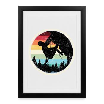 Rainbow Forest Climber Silhouette - Gerahmtes Poster (27 × 37 cm) - Schwarz - Vorne