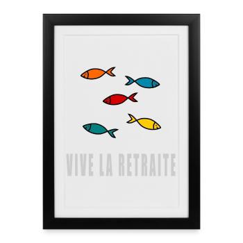 RETRAITE. BONNE RETRAITE. JOYEUSE RETRAITE - Affiche encadrée (27 × 37 cm) - noir - Devant