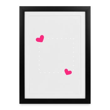 Cadre coeur ligne ornement - Affiche encadrée (27 × 37 cm) - noir - Devant