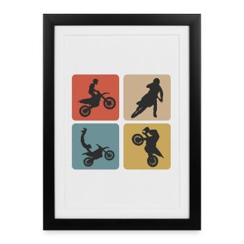 Motorcross Vintage Design / Idée cadeau - Affiche encadrée (27 × 37 cm) - noir - Devant