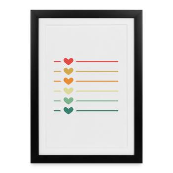 Ligne coeur rétro - Affiche encadrée (27 × 37 cm) - noir - Devant