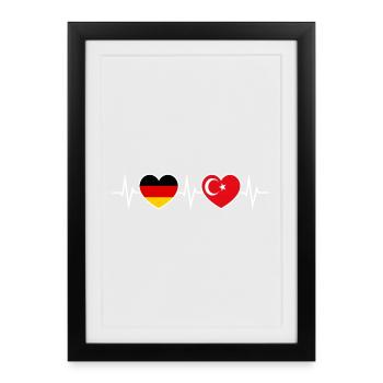 German-turc Allemagne Turquie Coeurs - Affiche encadrée (27 × 37 cm) - noir - Devant