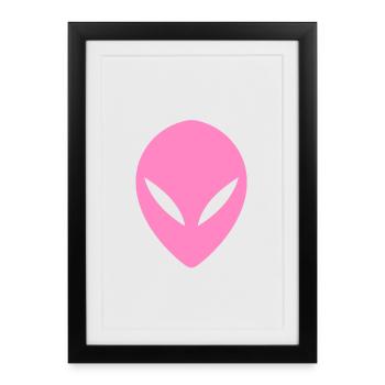 OVNI alien tête Rose - Affiche encadrée (27 × 37 cm) - noir - Devant