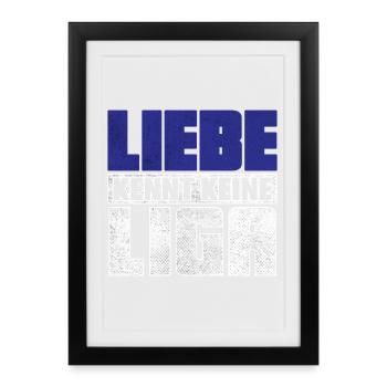 LIEBE KENNT KEINE LIGA | 2.Liga Absteiger Shirt - Gerahmtes Poster (27 × 37 cm) - Schwarz - Vorne