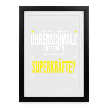 Ohrenarzt hören Ohren Ohr Geschenk lustig - Gerahmtes Poster (27 × 37 cm) - Schwarz - Vorne