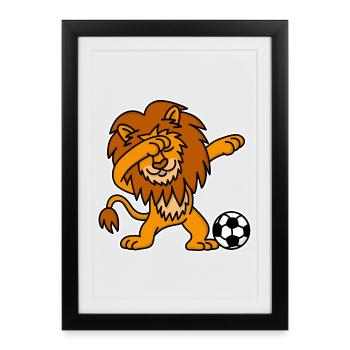 Drôle de Championnat d’Europe des Pays-Bas Dab lion Orange football - Affiche encadrée (27 × 37 cm) - noir - Devant
