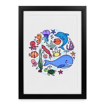 Poisson baleine bleue Animaux animaux Faune - Affiche encadrée (27 × 37 cm) - noir - Devant