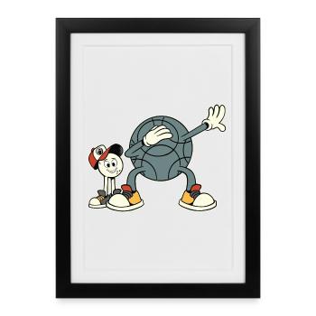 Dabbing boulet de petanque tenue pour boulet - Affiche encadrée (27 × 37 cm) - noir - Devant