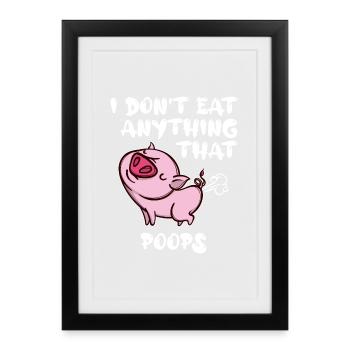 Statement Pig Vegan - Framed poster (27 × 37 cm) - black - Front