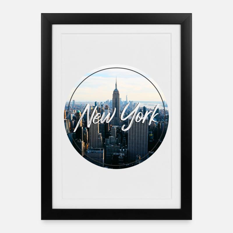 Lettrage de la Skyline de New York - Affiche encadrée (27 × 37 cm) - noir