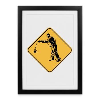 Panel attention fishing to the magnet gift idea - Framed poster (27 × 37 cm) - black - Front