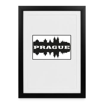 Prague Czechia Travel Souvenir Skyline Silhouette - Framed poster (27 × 37 cm) - black - Front