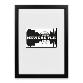 Newcastle Angleterre Voyage Souvenir Skyline Silhouet - Affiche encadrée (27 × 37 cm) - noir - Devant