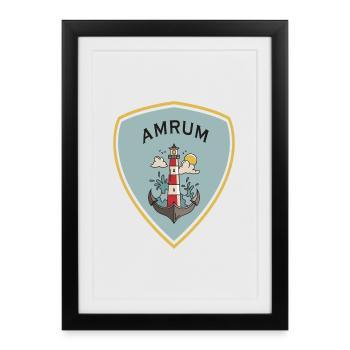 Armoiries du phare d'Amrum - Affiche encadrée (27 × 37 cm) - noir - Devant
