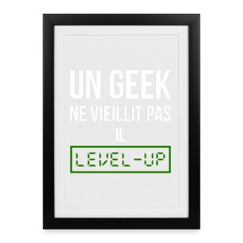 Geek Level (vert) - Affiche encadrée (27 × 37 cm) - noir - Devant