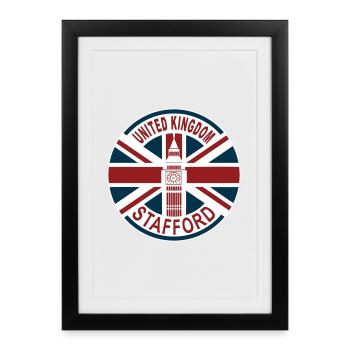 Stafford Royaume-Uni Royaume-Uni Union Jack Drapeau britannique - Affiche encadrée (27 × 37 cm) - noir - Devant
