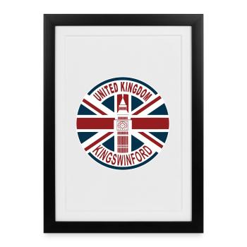 Kingswinford Royaume-Uni Union Jack British - Affiche encadrée (27 × 37 cm) - noir - Devant