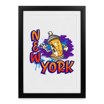 New York Graffiti - Affiche encadrée (27 × 37 cm) - noir - Devant