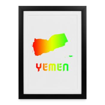 Cartes arc-en-ciel du Yémen - Affiche encadrée (27 × 37 cm) - noir - Devant