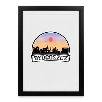 Bydgoszcz Pologne Skyline Vintage Sunset Travel Sou - Affiche encadrée (27 × 37 cm) - noir - Devant