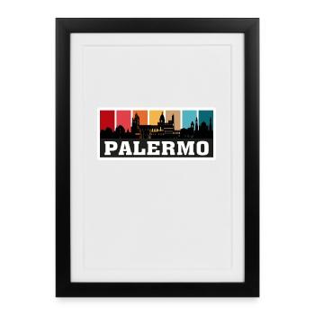 Palermo Italy Travel Souvenir Skyline Silhouette I - Framed poster (27 × 37 cm) - black - Front