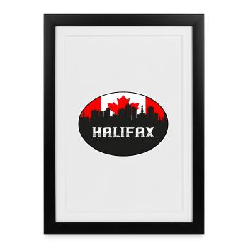 Halifax Canada Skyline Silhouette Drapeau canadien Tr - Affiche encadrée (27 × 37 cm) - noir - Devant