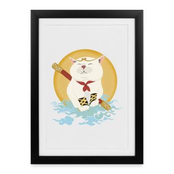 Guerriers chats - Affiche encadrée (27 × 37 cm) - noir - Devant