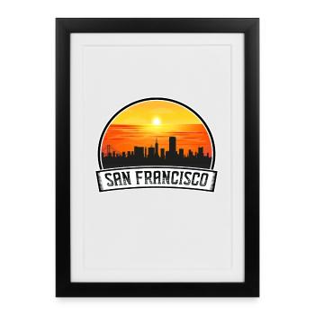 San Francisco California USA Skyline Vintage Sunse - Framed poster (27 × 37 cm) - black - Front
