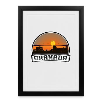 Granada Spain Skyline Vintage Sunset Travel Souven - Framed poster (27 × 37 cm) - black - Front