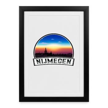 Nijmegen Netherlands Skyline Vintage Sunset Travel - Framed poster (27 × 37 cm) - black - Front