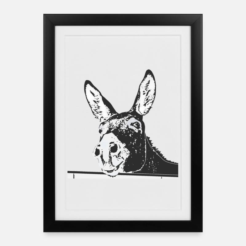 Esel - Gerahmtes Poster (27 × 37 cm) - Schwarz