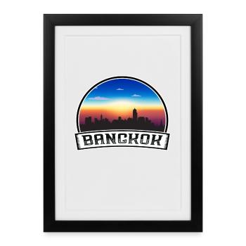 Bangkok Thaïlande Skyline Vintage Sunset Travel Sou - Affiche encadrée (27 × 37 cm) - noir - Devant