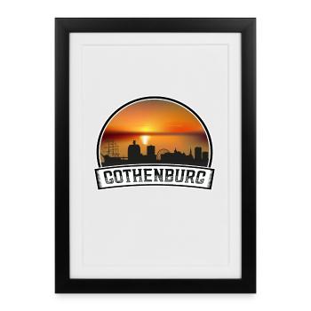 Gothenburg Sweden Skyline Vintage Sunset Travel So - Framed poster (27 × 37 cm) - black - Front