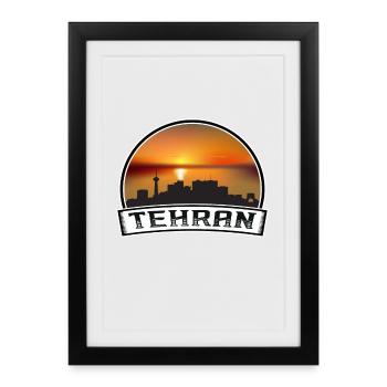 Tehran Iran Skyline Vintage Sunset Travel Souvenir - Framed poster (27 × 37 cm) - black - Front