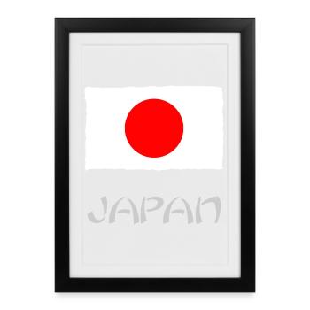 DRAPEAU. JAPON. JAPAN. ASIE. ASIATIQUE. SPORT - Affiche encadrée (27 × 37 cm) - noir - Devant
