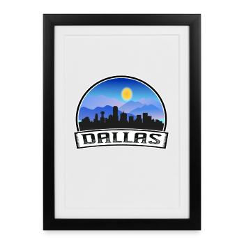 Dallas Texas USA Skyline Vintage Sunset Travel Sou - Framed poster (27 × 37 cm) - black - Front