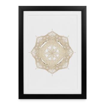 geometric macramé style flower pendant - Framed poster (27 × 37 cm) - black - Front