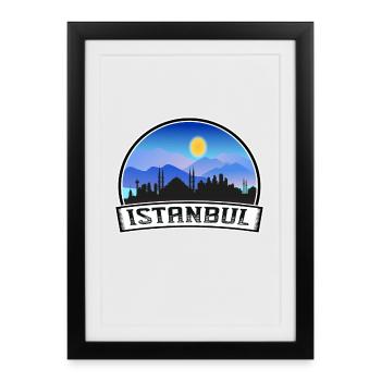 Istanbul Turquie Skyline Vintage Sunset Voyage Souv - Affiche encadrée (27 × 37 cm) - noir - Devant