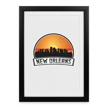 New Orleans Louisiana USA Skyline Vintage Sunset T - Framed poster (27 × 37 cm) - black - Front