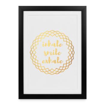 Inhale Exhale Yoga Or Cercle Meditation deluxe om - Affiche encadrée (27 × 37 cm) - noir - Devant