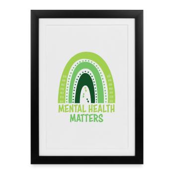 La santé mentale compte Arc-en-ciel vert - Affiche encadrée (27 × 37 cm) - noir - Devant