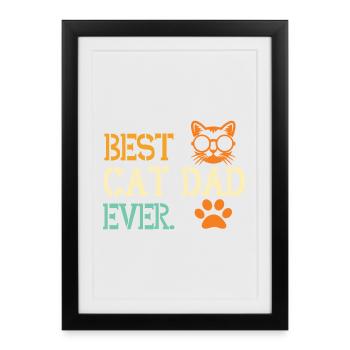 Vintage Meilleur Papa Chat Jamais Chat Papa - Affiche encadrée (27 × 37 cm) - noir - Devant
