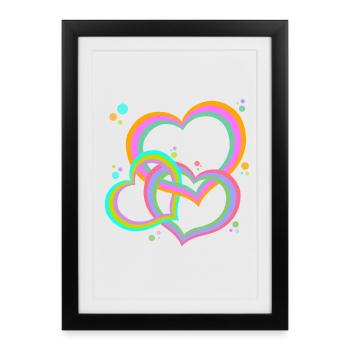 Des cœurs colorés entrelacés pour vous! - Affiche encadrée (27 × 37 cm) - noir - Devant