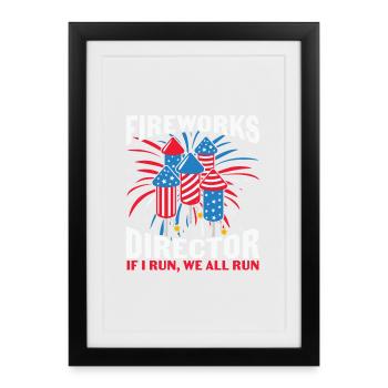 Directeur de Feux d’artifice si je vous cours - Affiche encadrée (27 × 37 cm) - noir - Devant