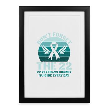 Ne pas oublier 22 vétérans Ptsd Sensibilisation - Affiche encadrée (27 × 37 cm) - noir - Devant