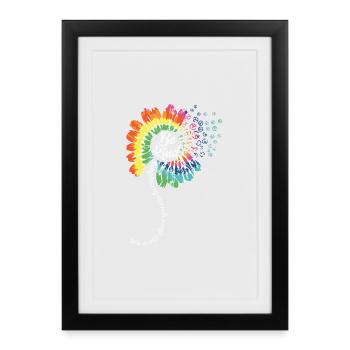 Be Kind Tie Dye Flower Power Hippie - Affiche encadrée (27 × 37 cm) - noir - Devant