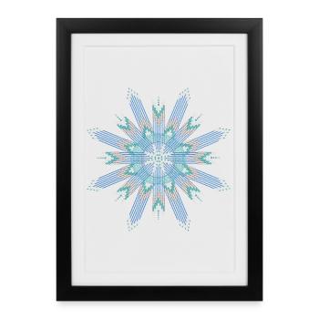Ethno étoile ornement ornement turquoise et argent - Affiche encadrée (27 × 37 cm) - noir - Devant