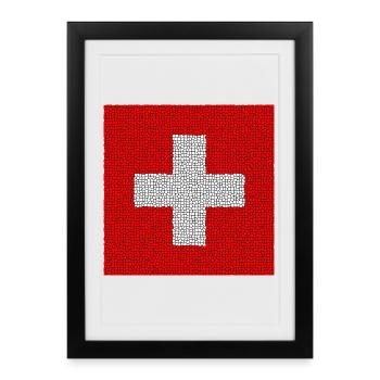 Swiss Flag mosaïque - Affiche encadrée (27 × 37 cm) - noir - Devant