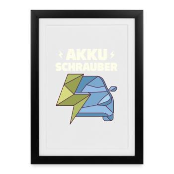 Battery Screwdriver Car Mechanic Screwdriver E-Car - Framed poster (27 × 37 cm) - black - Front