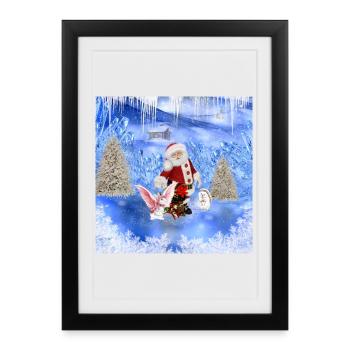 Santa Claus with - Framed poster (27 × 37 cm) - black - Front